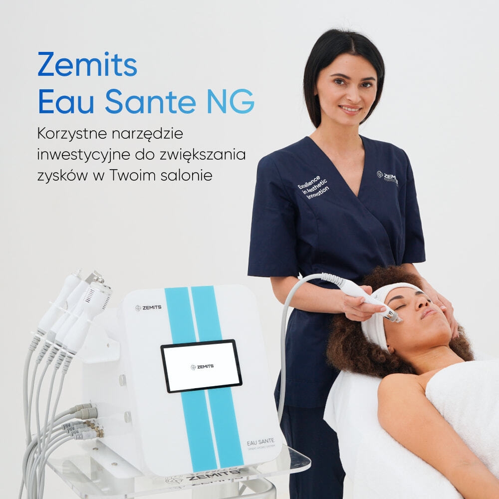 Oczyszczaj, odmładzaj i odnawiaj skórę za pomocą zaawansowanego urządzenia Zemits Eau Sante NG.